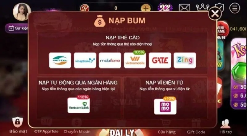 Nạp tiền Bum68 Vip