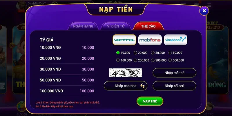 Nạp tiền Sao Club