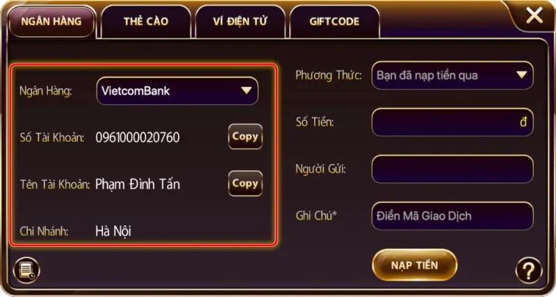 Nạp tiền VIC WIN