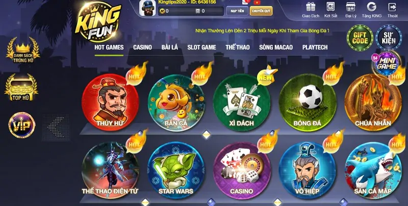 Giao diện KING FUN