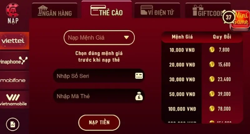 Nạp tiền Man Club