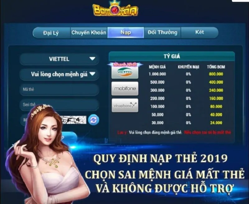 Nạp tiền Bomtan win