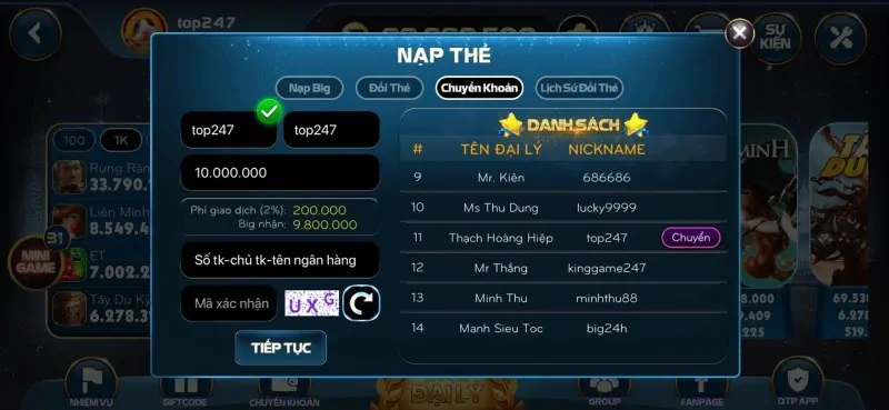 Nạp tiền Big79 Club
