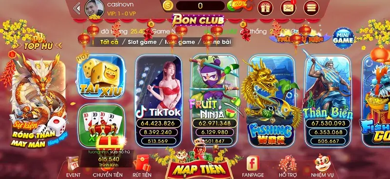 Giao diện Bon Club