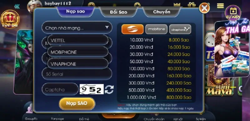 Nạp tiền Hu86 Club