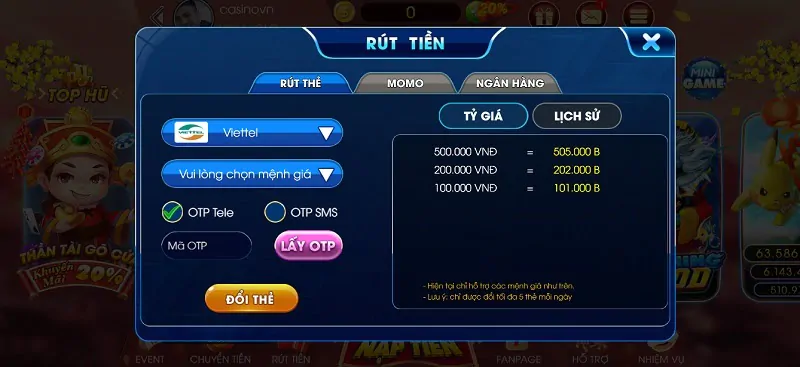 Rút tiền Bon Club