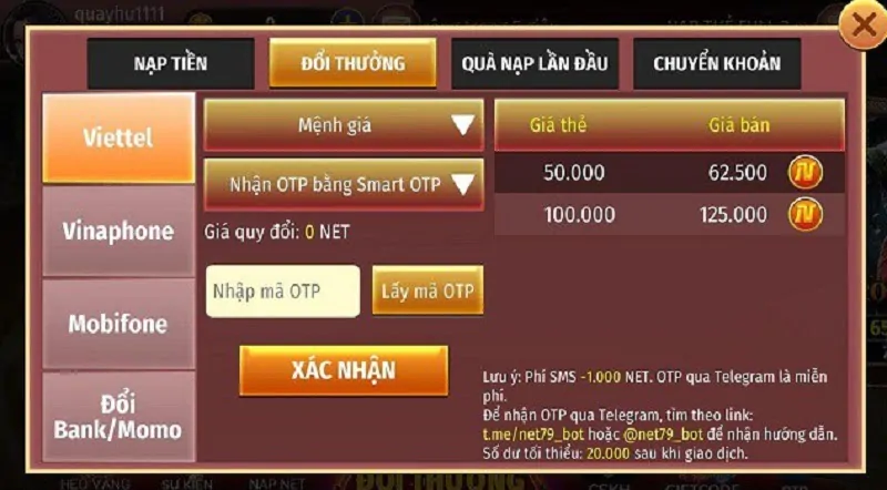 Rút tiền Net79