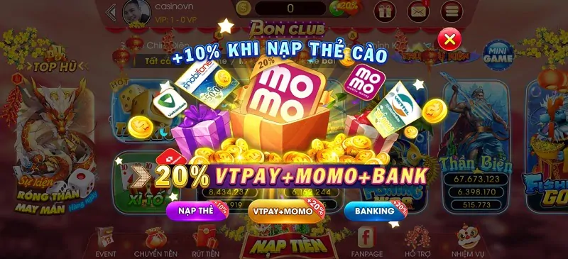 Nạp tiền Bon Club