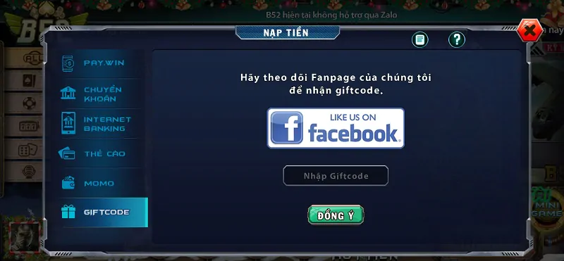 Nạp giftcode B52 Club