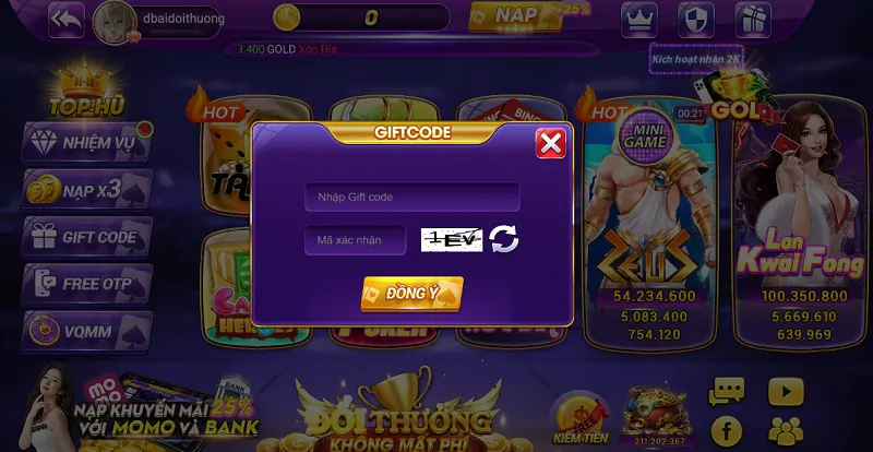 Sử dụng Giftcode Mix79 Vip