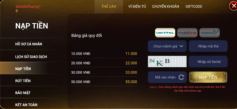 Nạp tiền OK88