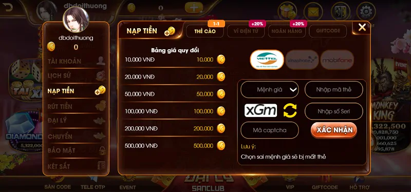 Nạp tiền San Club