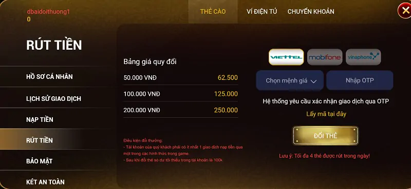 Rút tiền OK88