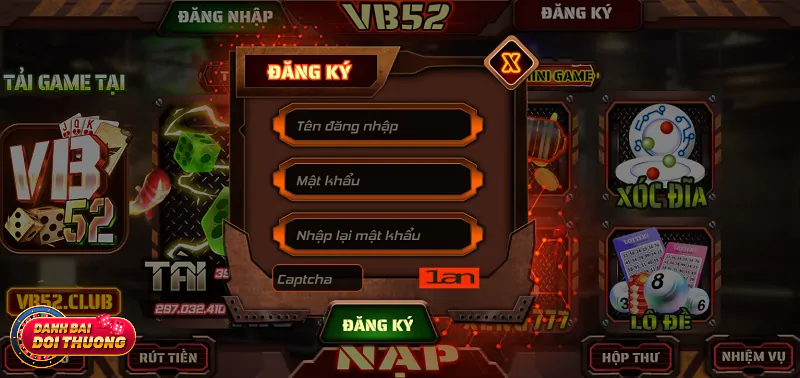 Biểu mẫu đăng ký tài khoản chính chủ tại cổng game bài