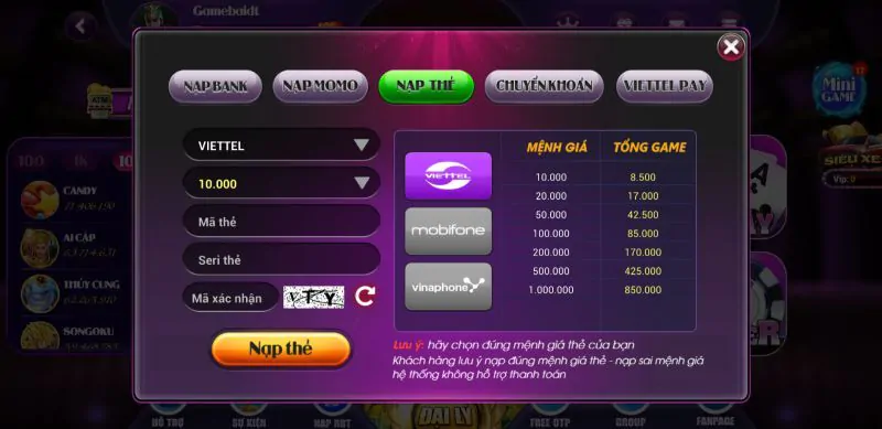 Nạp rút tiền tại Vip68 live vô cùng nhanh chóng