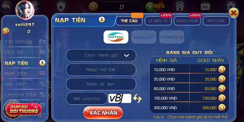 Nạp tiền nhanh tại cổng game bài đổi thưởng rất đơn giản