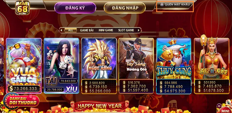 Tính năng quên mật khẩu tại cổng game bài trực tuyến