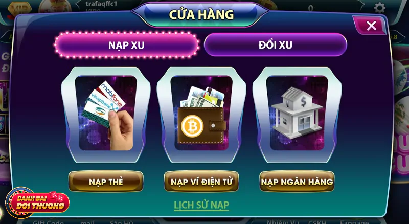 Cung cấp các phương thức nạp tiền cụ thể và phổ biến hiện nay