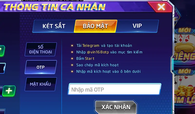 Kích hoạt OTP an toàn qua kênh Telegram